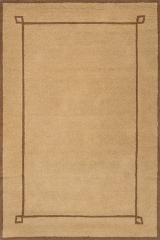 Isolated view of Brown Rectangle Serge Bordered Wool Rug by Nate Berkus, showcasing its design