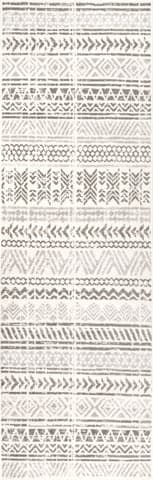 Isolated view of Light Grey Runner Emma Banded Geometric Rug, showcasing its design