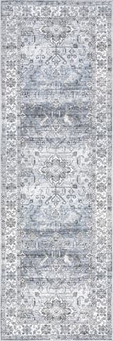 Isolated view of Blue Runner Yvette Spill Proof Washable Rug, showcasing its design