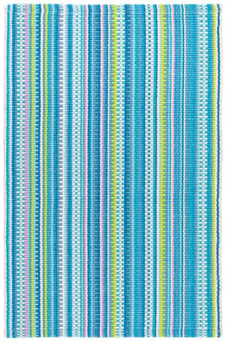 Lucky Stripe Handwoven Cotton Rug | Blue/Green