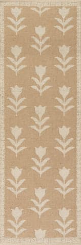 Isolated view of Natural Runner Olinay Floral Farmhouse Rug, showcasing its design