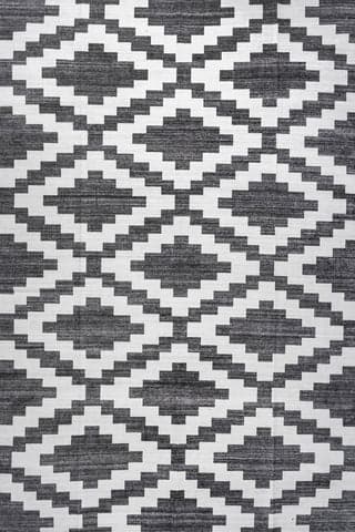 Isolated view of Charcoal Rectangle Natalie Washable Diamond Rug, showcasing its design