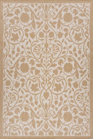 Isolated view of Natural Rectangle Lilura Traditional Paisley Indoor/Outdoor Rug, showcasing its design