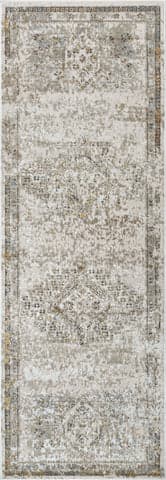 Isolated view of Beige Runner Athena Faded Medallion Rug, showcasing its design