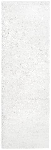 Isolated view of White Runner Plus Shag Rug, showcasing its design