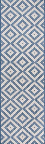 Isolated view of Blue Runner Indoor/Outdoor Diamond Trellis Rug, showcasing its design