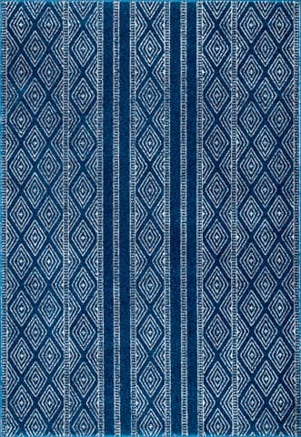 Isolated view of Blue Rectangle Banded Bird Eye Diamonds Rug, showcasing its design