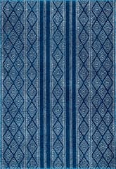 Isolated view of Blue Rectangle Banded Bird Eye Diamonds Rug, showcasing its design