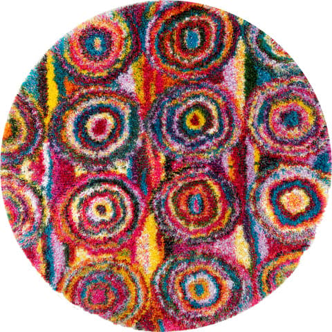 Isolated view of Multicolor Round Abstract Circles Rug, showcasing its design