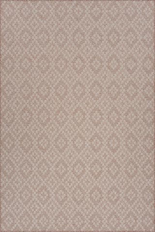 Isolated view of Tan Rectangle Inkala Bohemian Diamond Indoor/Outdoor Rug, showcasing its design