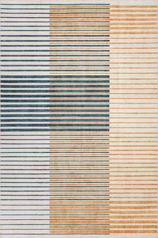 Isolated view of Golden Rectangle Mauzi Modern Striped Washable Rug, showcasing its design