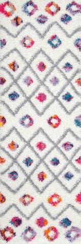 Isolated view of Pink Runner Kids Bohemian Diamond Trellis Shag Rug, showcasing its design