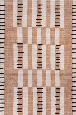 Isolated view of Natural Rectangle Fexi Bohemian Washable Rug, showcasing its design