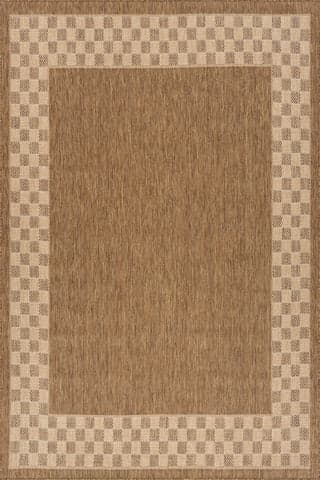 Isolated view of Brown Rectangle Zyrah Modern Checkered Indoor/Outdoor Rug, showcasing its design
