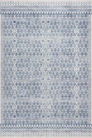 Isolated view of Blue Rectangle Benica Modern Geometric Washable Rug, showcasing its design