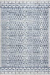 Isolated view of Blue Rectangle Benica Modern Geometric Washable Rug, showcasing its design