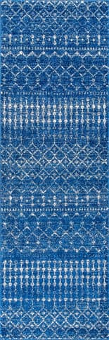 Isolated view of Blue Runner Moroccan Trellis Rug, showcasing its design