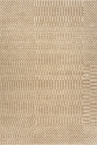 Isolated view of Tan Rectangle Umbergrid Checkered Rug, showcasing its design