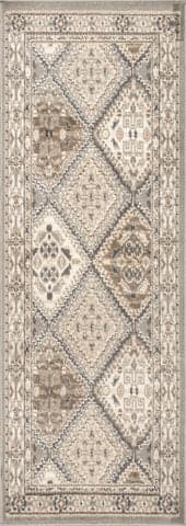 Isolated view of Taupe Runner Melange Tiles Rug, showcasing its design