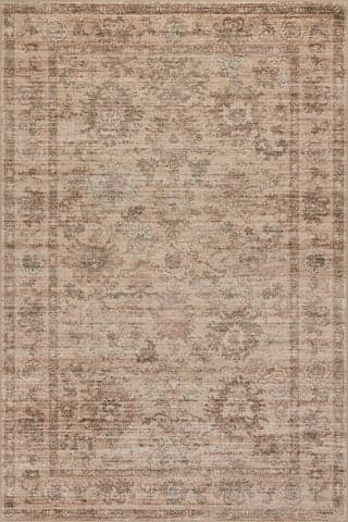 Isolated view of Peach Rectangle Ise Traditional Floral Rug, showcasing its design