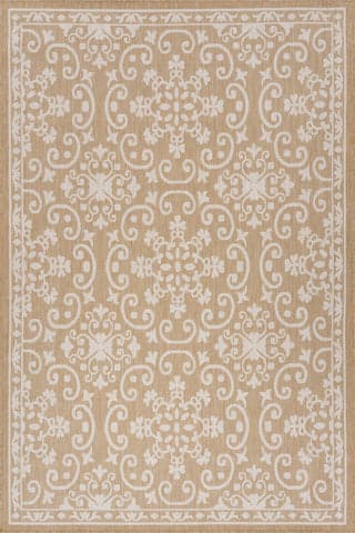 Isolated view of Tan Rectangle Laynea Traditional Paisley Indoor/Outdoor Rug, showcasing its design