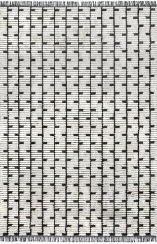Isolated view of Beige Rectangle Angela Vine Fringed Rug, showcasing its design