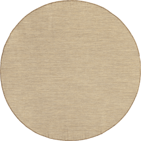Isolated view of Brown Round Sandra Solid Faux Jute Indoor/Outdoor Rug, showcasing its design