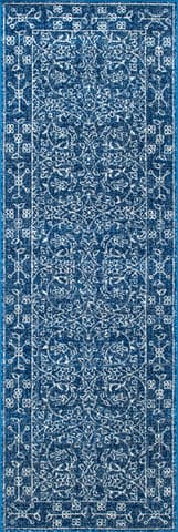 Isolated view of Dark Blue Runner Medieval Tracery Rug, showcasing its design
