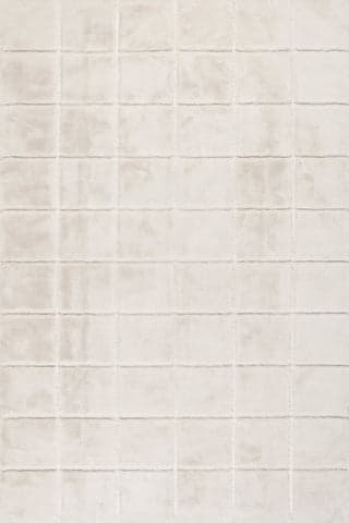 Isolated view of Off White Rectangle Tessera Grid Plush Cloud Washable Rug, showcasing its design