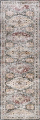 Isolated view of Sage Runner Terri Medallion Washable Rug, showcasing its design
