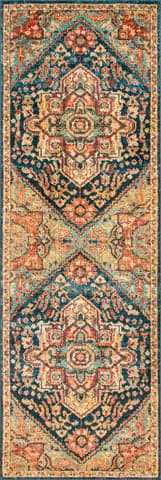 Isolated view of Green Runner Diamond Medallion Rug, showcasing its design
