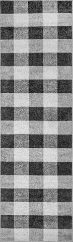 Isolated view of Grey Runner Virginia Buffalo Plaid Rug, showcasing its design
