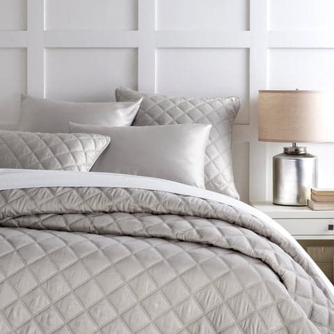 Quilted Silken Solid Coverlet | Grey