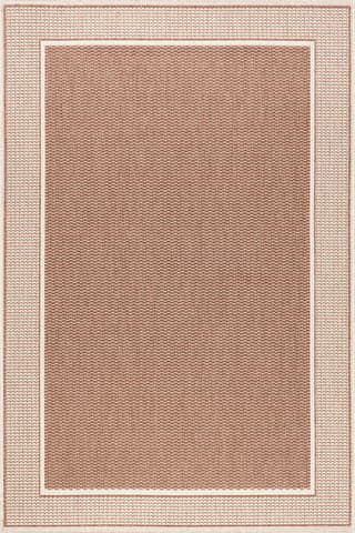 Isolated view of Brown Rectangle Monochrome Bordered Indoor/Outdoor Rug, showcasing its design
