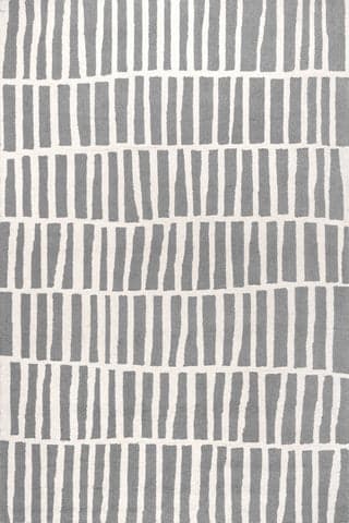 Isolated view of Grey Rectangle Irregular Parallel Bars Rug, showcasing its design