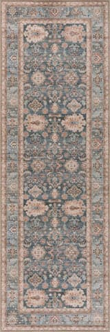 Isolated view of Blue Runner Liora Traditional Washable Rug, showcasing its design