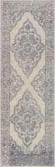 Isolated view of Dark Blue Runner Istanbul Hand-Tufted Ornate Border Wool-Blend Rug, showcasing its design