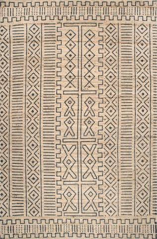 Isolated view of Grey Rectangle Sonya Tuareg Rug, showcasing its design