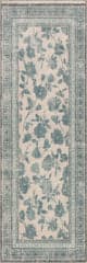 Isolated view of Teal Runner Botanica Hand-Tufted Botanical Wool-Blend Rug, showcasing its design