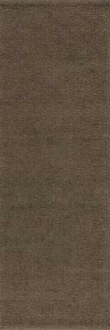Isolated view of Brown Olive Runner Zeva Textured Flatweave Shag Rug, showcasing its design