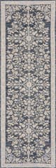 Isolated view of Navy Runner Lunaven Traditional Floral Indoor/Outdoor Rug, showcasing its design