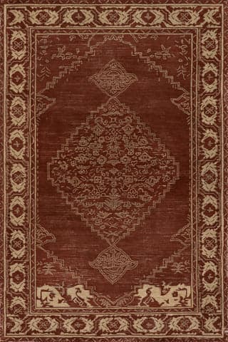 Quenl Vintage Handmade Wool Rug | Red