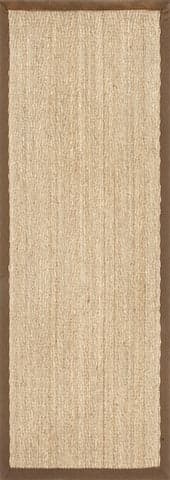 Isolated view of Brown Runner Seagrass Herringbone Rug, showcasing its design