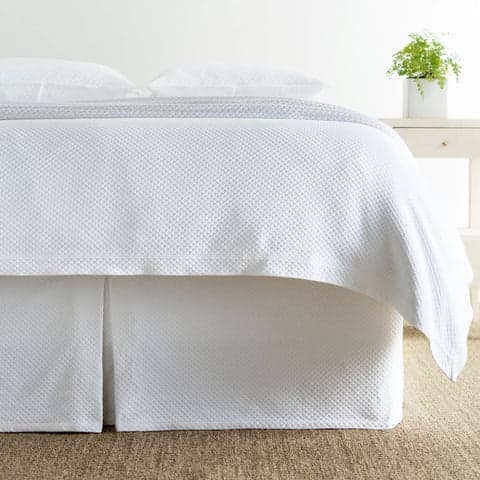 Petite Trellis Matelasse bed skirt | White