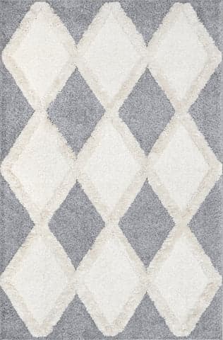 Isolated view of Blue Rectangle Kourtney Trellis Shag Rug, showcasing its design