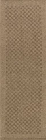 Isolated view of Brown Runner Watts Checkered Washable Rug by Nate Berkus, showcasing its design