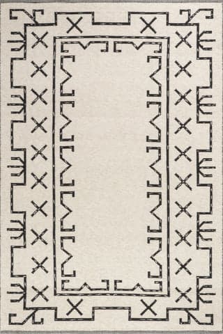 Isolated view of Ivory Rectangle June Geometric Reversible Wool Rug, showcasing its design