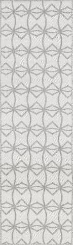 Isolated view of Light Grey Runner Ivied Trellis Indoor/Outdoor Flatweave Rug, showcasing its design