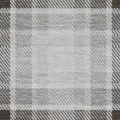 Koa Modern Plaid Machine Washable Rug Swatch | Black
