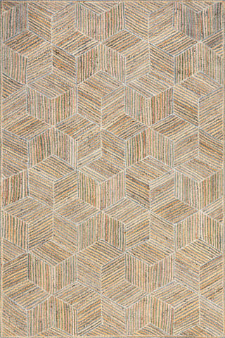 Isolated view of Blue Rectangle Alisun Jute Hexagon Tiled Rug, showcasing its design